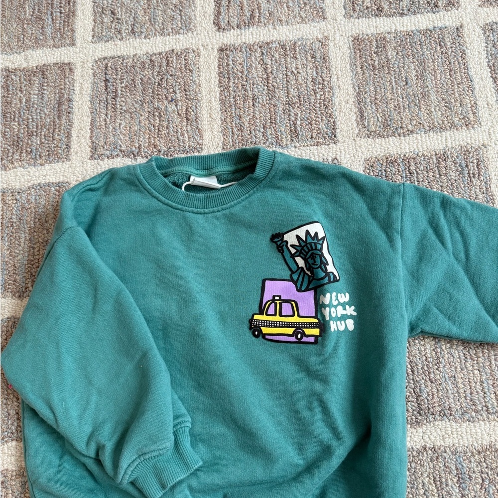 Zara Kids Teal New York Graphic Sweatshirt